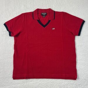 Polo Jeans Co. Polo Shirt Collard V-neck Made in USA Red Men's Size M‎ VTG NWT